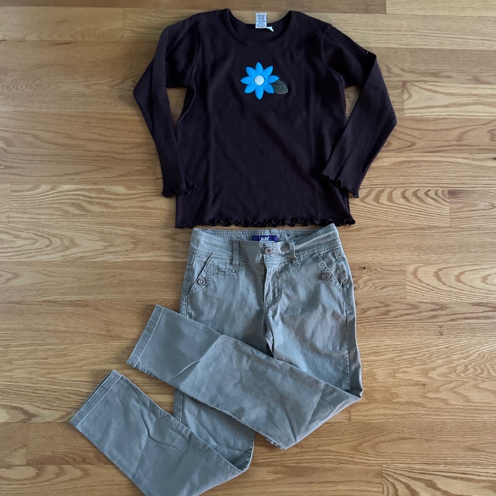 Jolt Girls Khaki Pants + NWOT Girlfriends by Anita G Top
